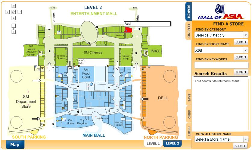 Red marks the exact location of Azul (2nd Level).  You can click on this picture if you want to find other stalls using this map.  Thank goodness MOA has an online map!